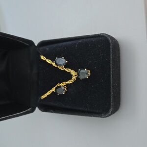 Midnight Blue/Black Sapphire Necklace and Earring Set